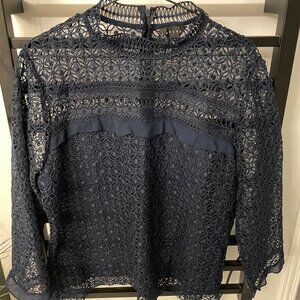 Adiva Navy Lace Blouse | Long Sleeve | Size L